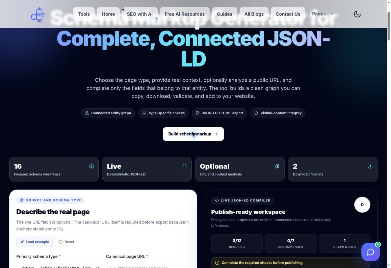 schema markup generator interface on Do It With AI Tools